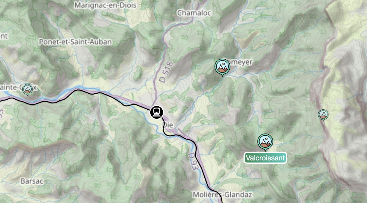 Aperçu des nouvelles falaises de la région Vallée de la Drôme